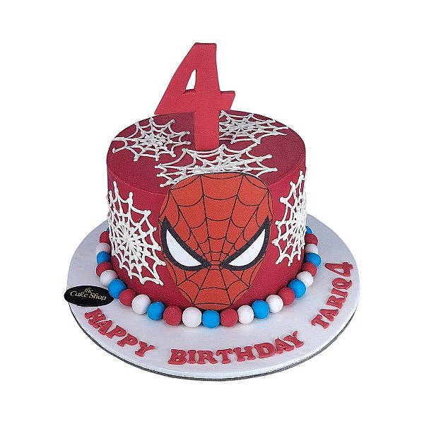 A Spider-Man-themed cake. 4 